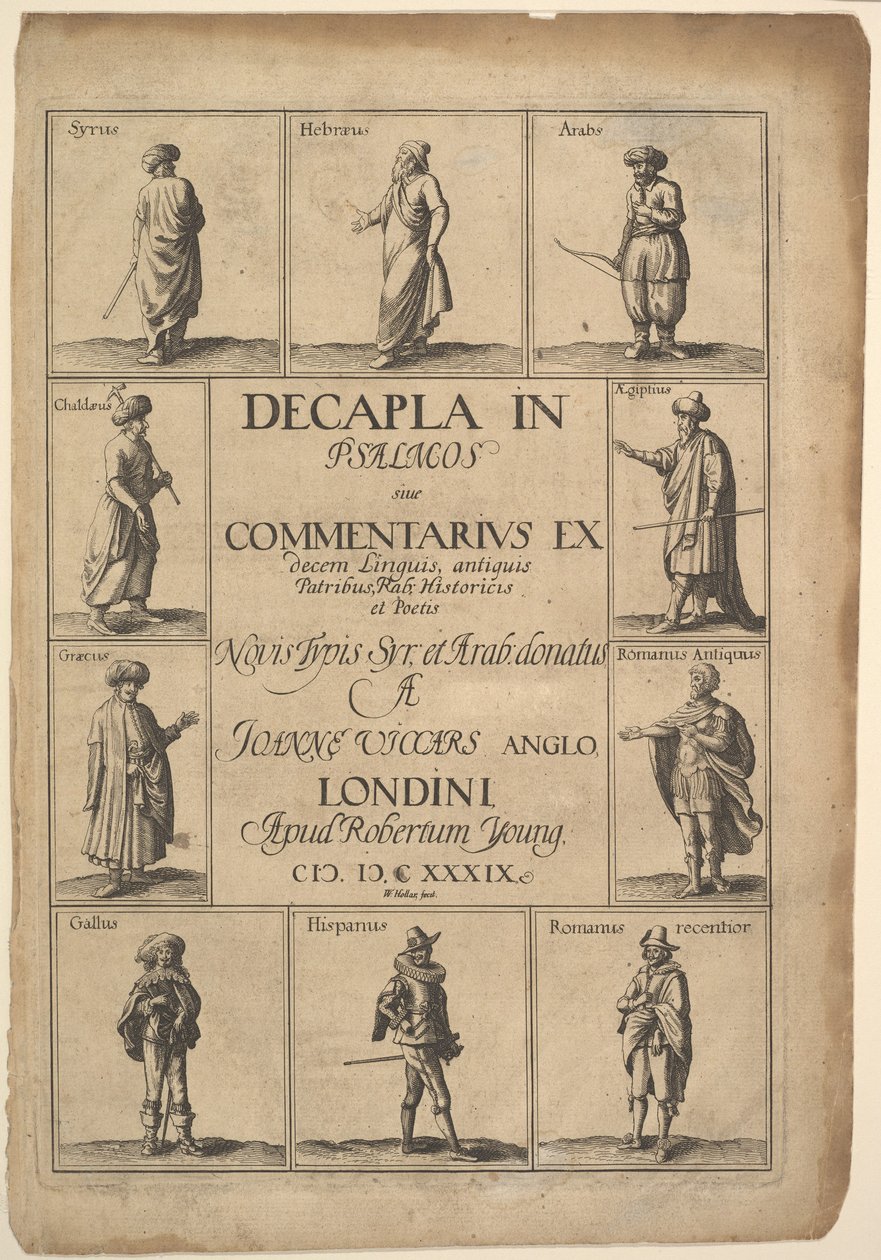 Titelpagina: Decapla in Psalmos, 1639 door Wenceslaus Hollar