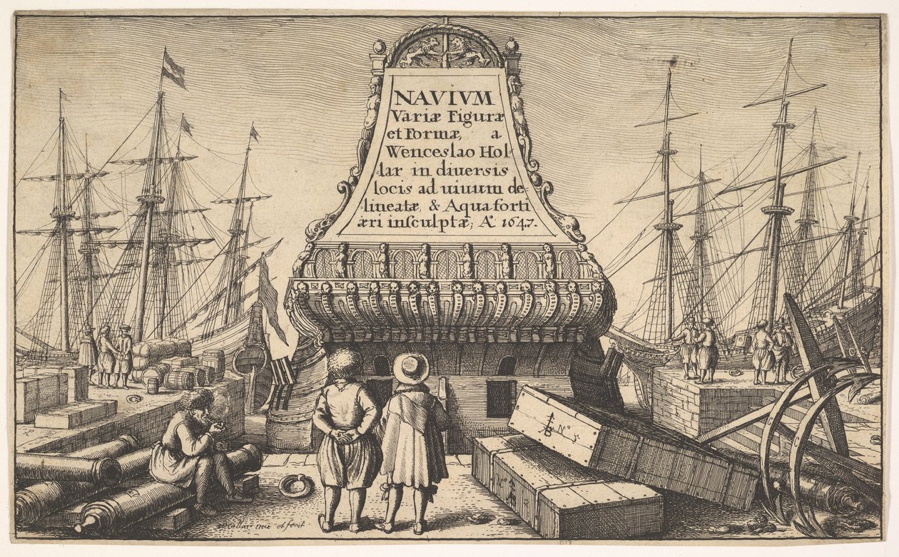 Titelpagina: Nederlandse Schepen, 1647 door Wenceslaus Hollar