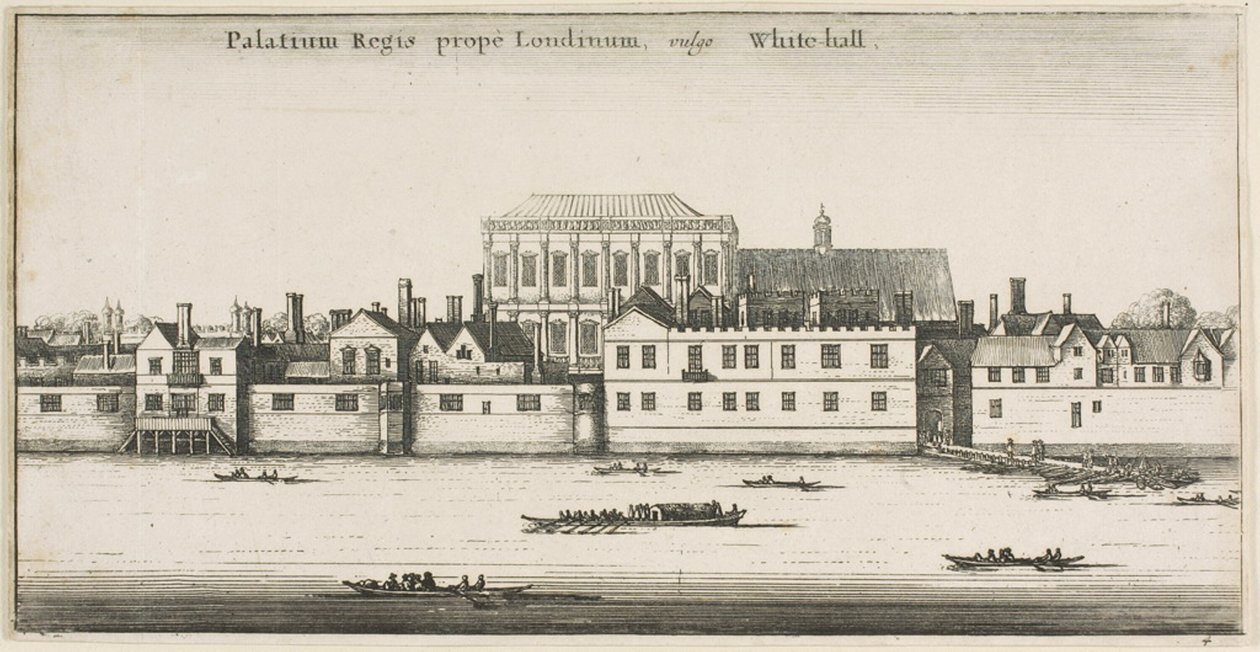 Whitehall vanaf de rivier door Wenceslaus Hollar