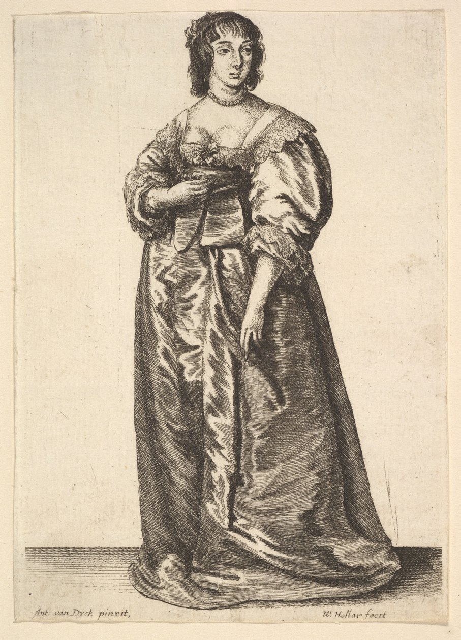 Hele lengte dame, naar Anthony van Dyck door Wenceslaus Hollar