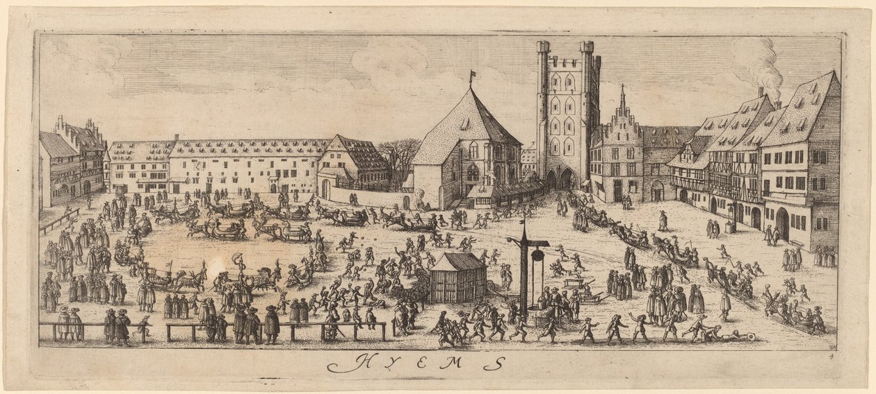 Winter: Het paradeplein door Wenceslaus Hollar