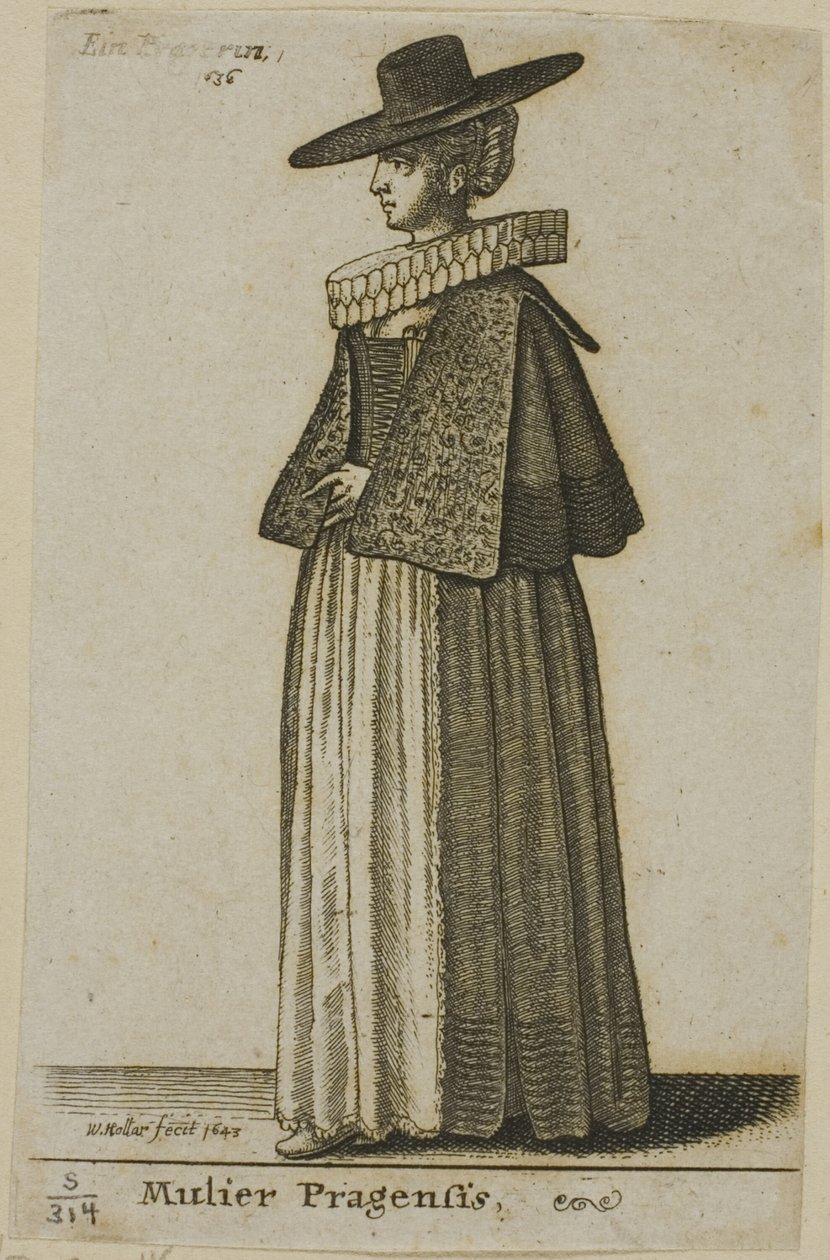 Vrouw uit Praag door Wenceslaus Hollar