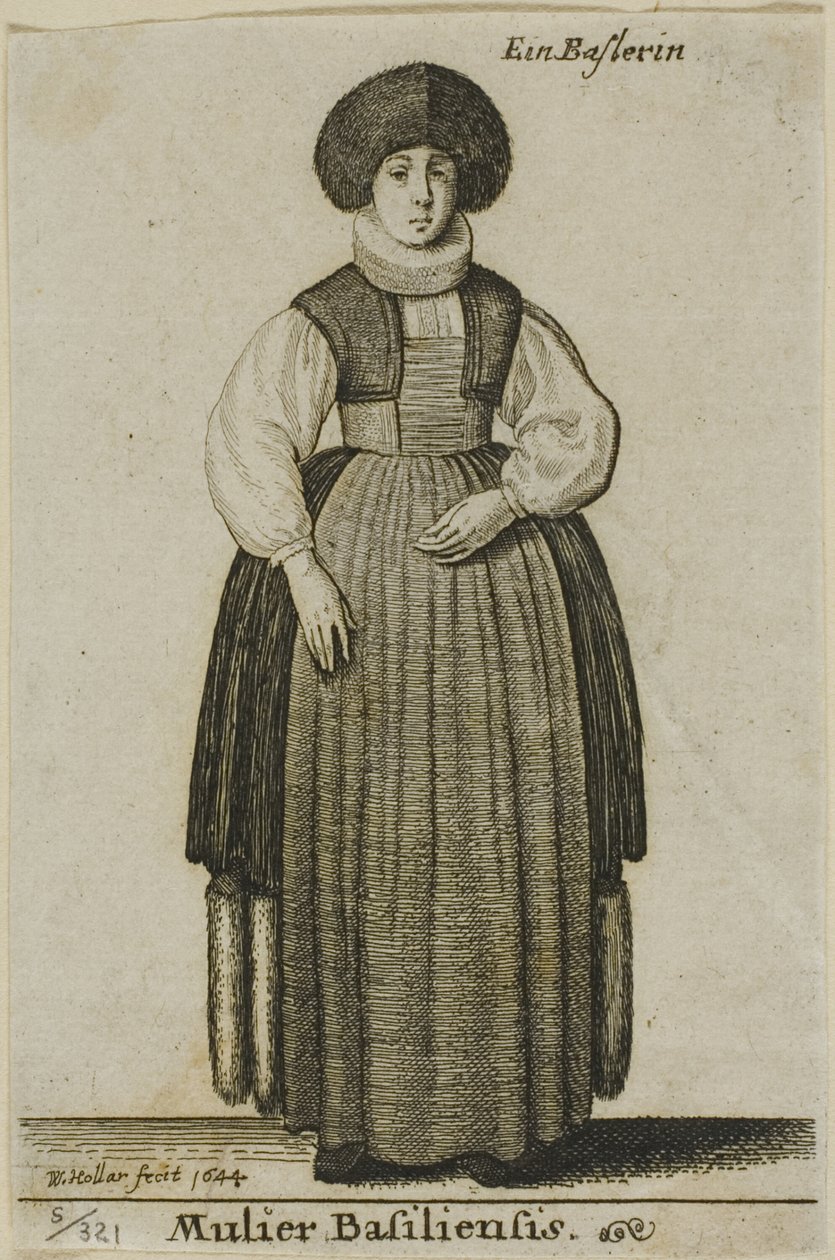 Vrouw van Basel door Wenceslaus Hollar