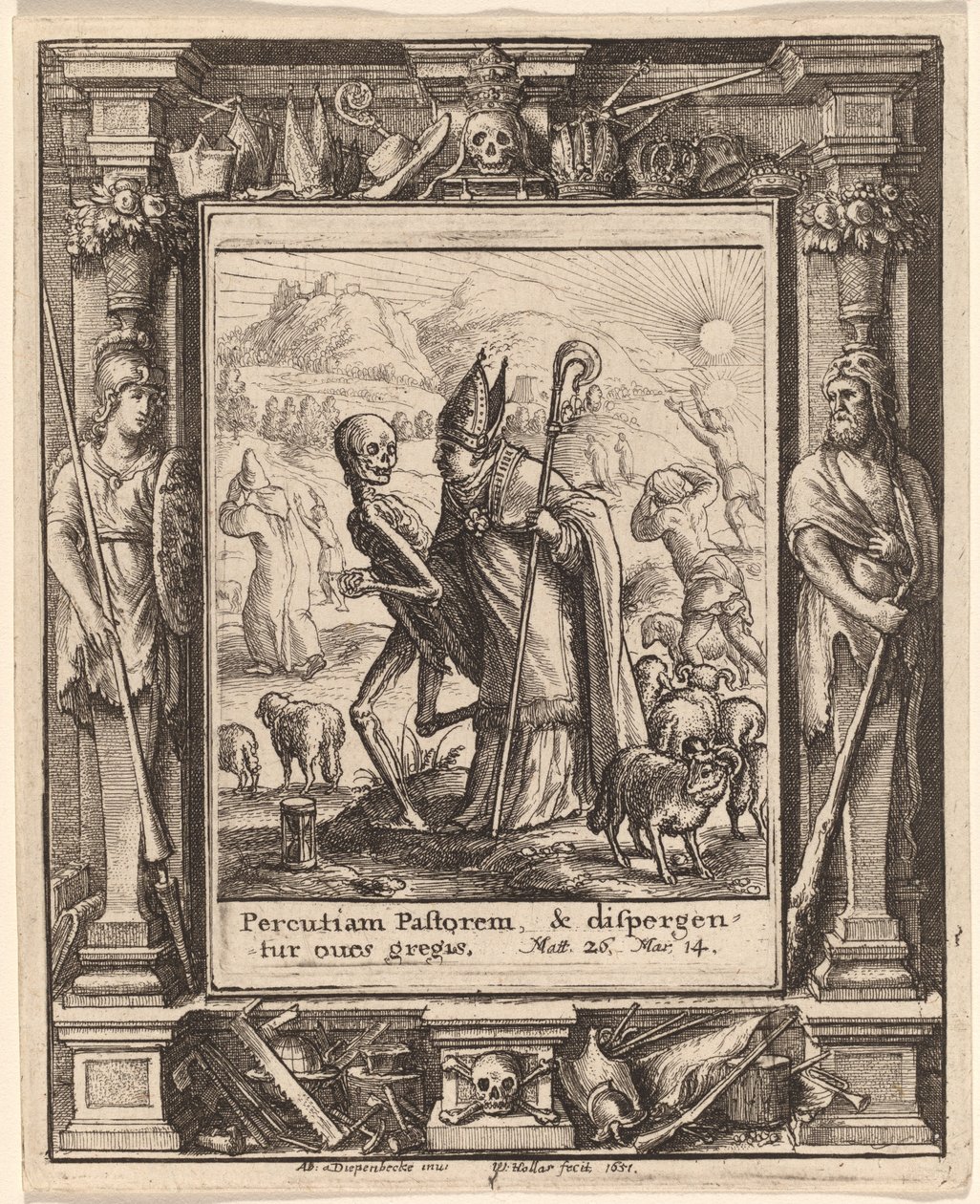 Bisschop door Wenceslaus Hollar after Hans Holbein the Younger after Abraham van Diepenbeeck