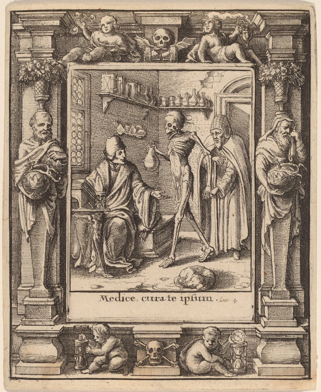 Dokter door Wenceslaus Hollar after Hans Holbein the Younger after Abraham van Diepenbeeck