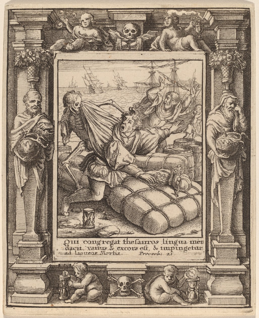 Handelaar door Wenceslaus Hollar after Hans Holbein the Younger after Abraham van Diepenbeeck