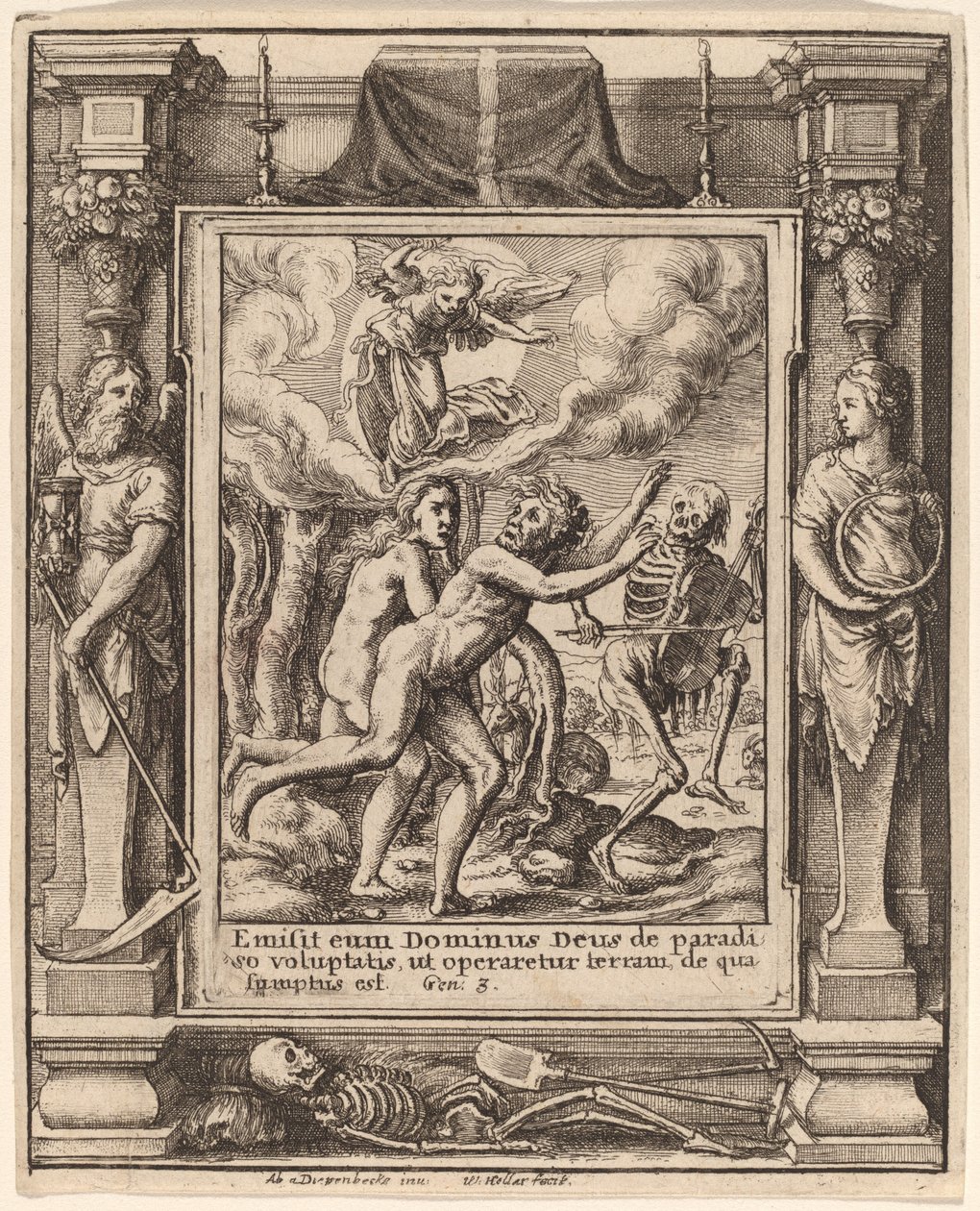 Verloren Paradijs door Wenceslaus Hollar after Hans Holbein the Younger after Abraham van Diepenbeeck