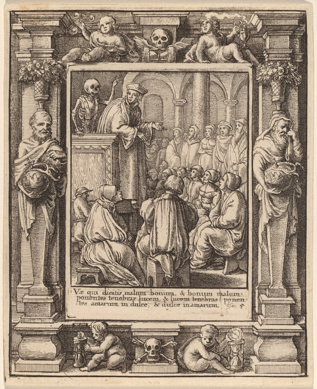Prediker door Wenceslaus Hollar after Hans Holbein the Younger after Abraham van Diepenbeeck