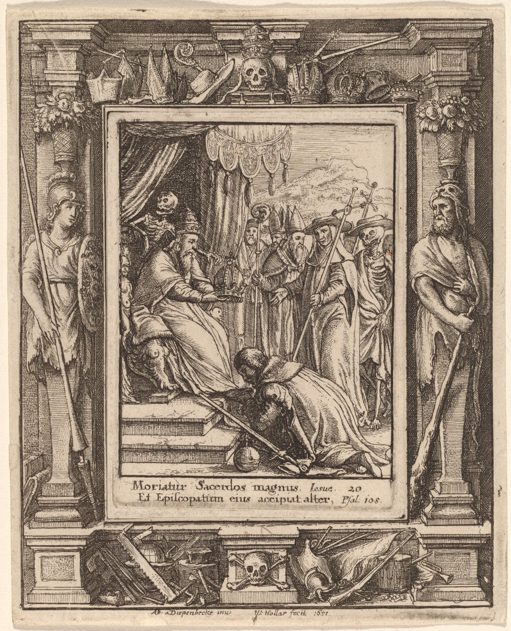 De paus door Wenceslaus Hollar after Hans Holbein the Younger after Abraham van Diepenbeeck