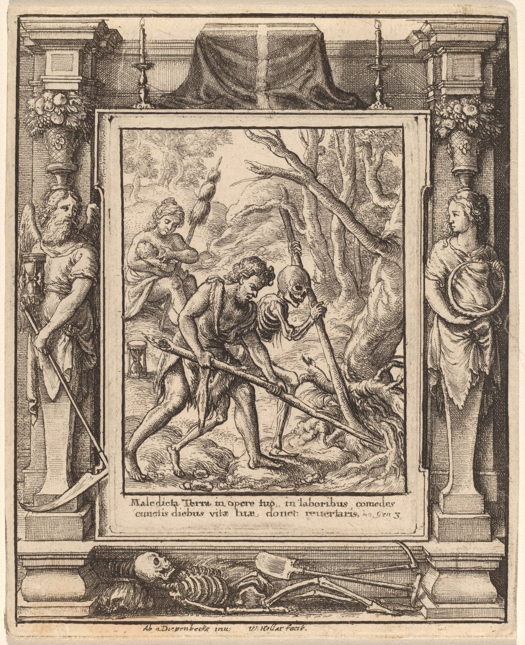 Toen Adam groef door Wenceslaus Hollar after Hans Holbein the Younger after Abraham van Diepenbeeck