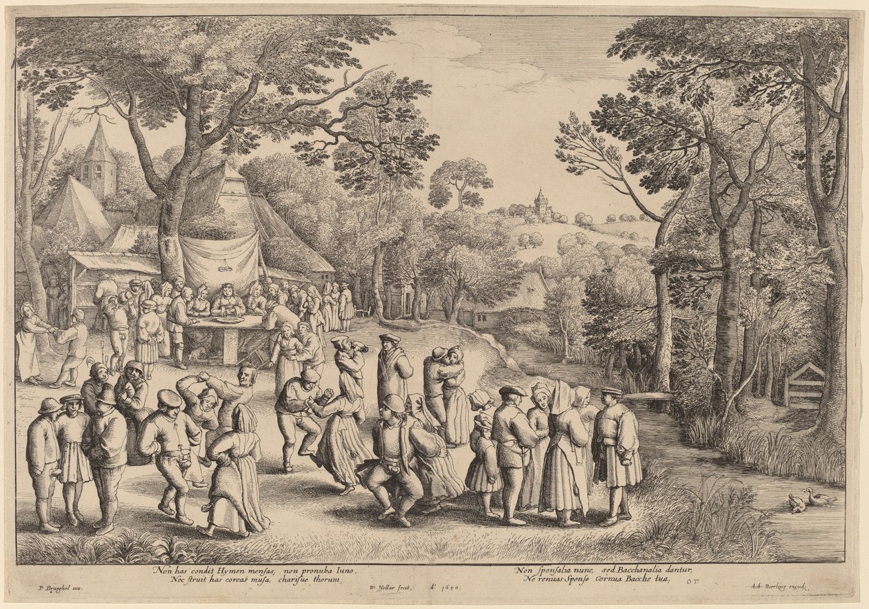 Rustieke Bruiloftsdans door Wenceslaus Hollar after Jan Brueghel the Elder