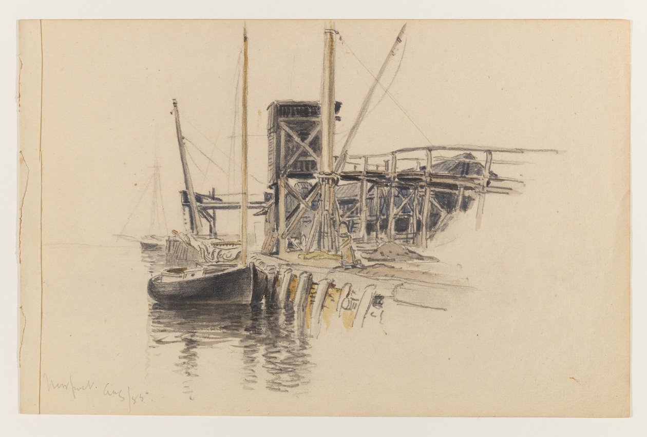 Zeilboot Aangemeerd, Newport door Whitney Warren