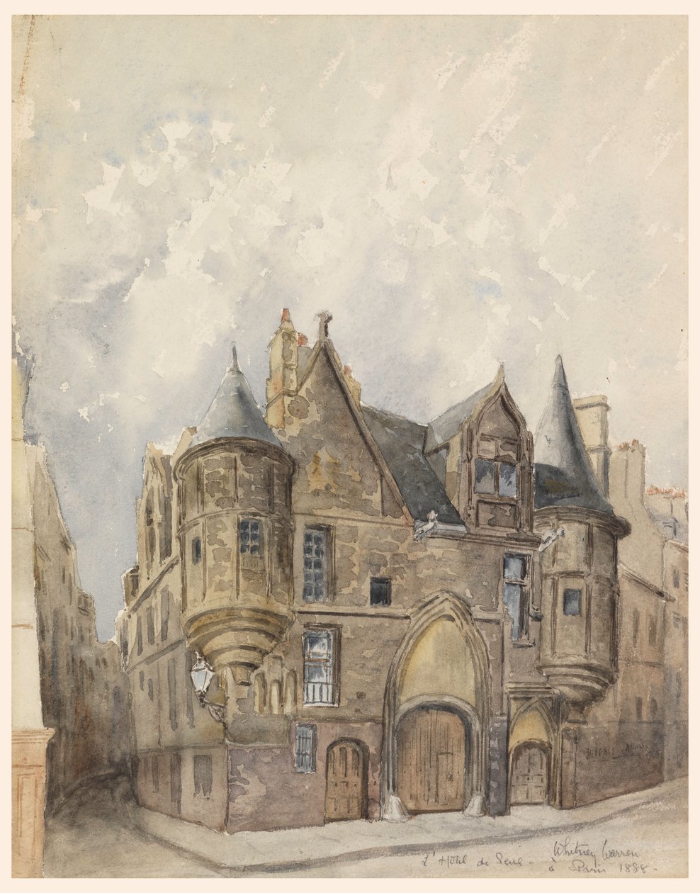 Tekening, Hotel de Sens, Parijs, 1888 door Whitney Warren Jr.