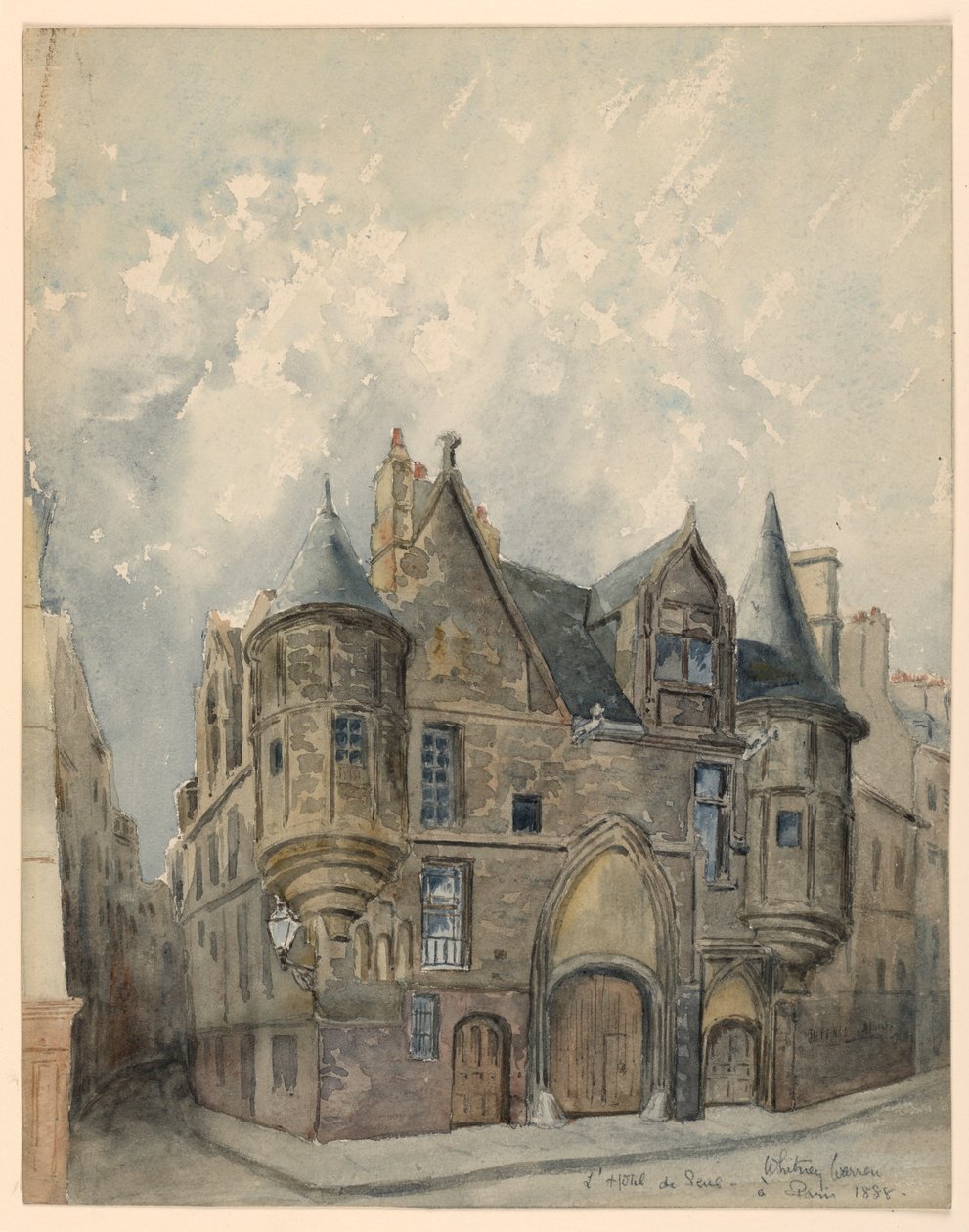 Tekening, Hotel de Sens, Parijs, 1888 door Whitney Warren Jr.