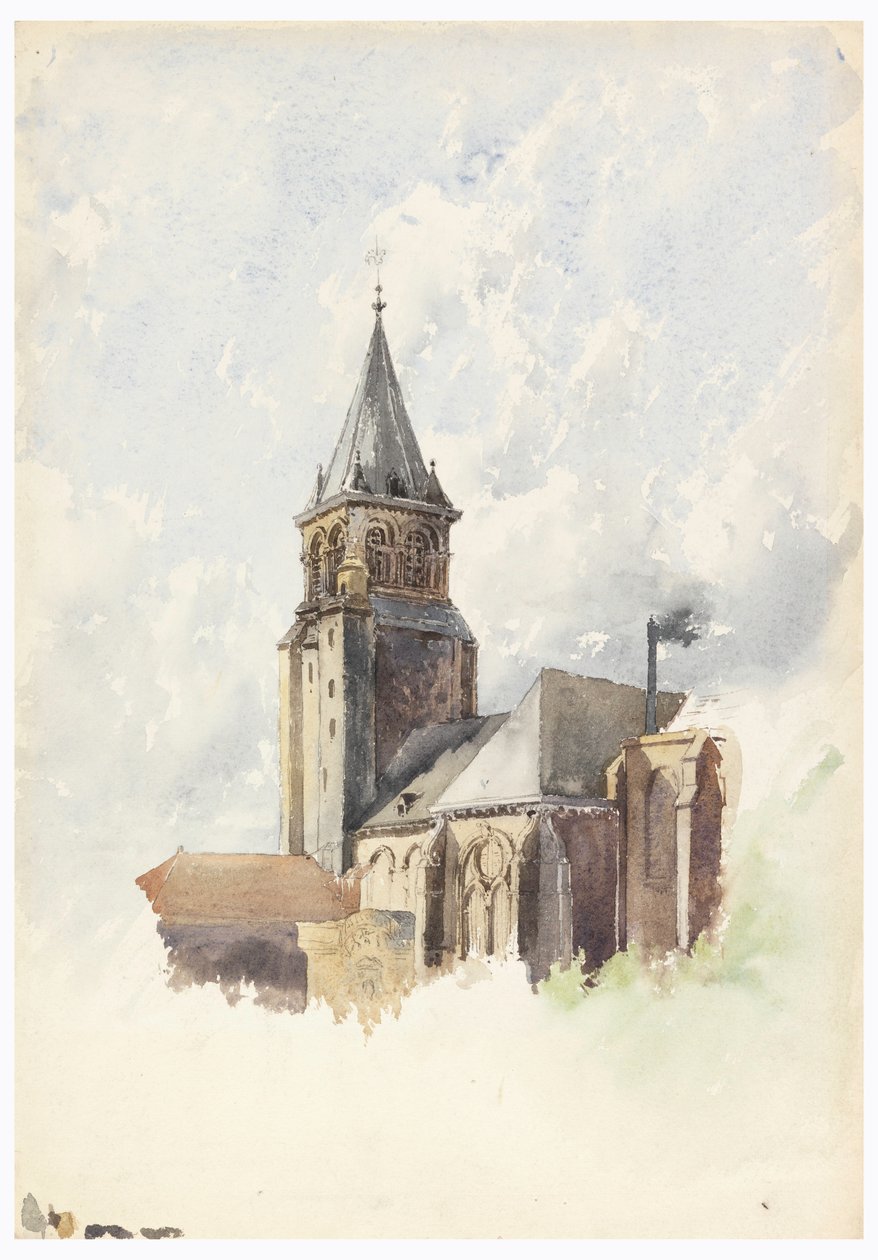 Tekening, Saint Germain-des-Prés, Parijs, ca. 1887 door Whitney Warren Jr.
