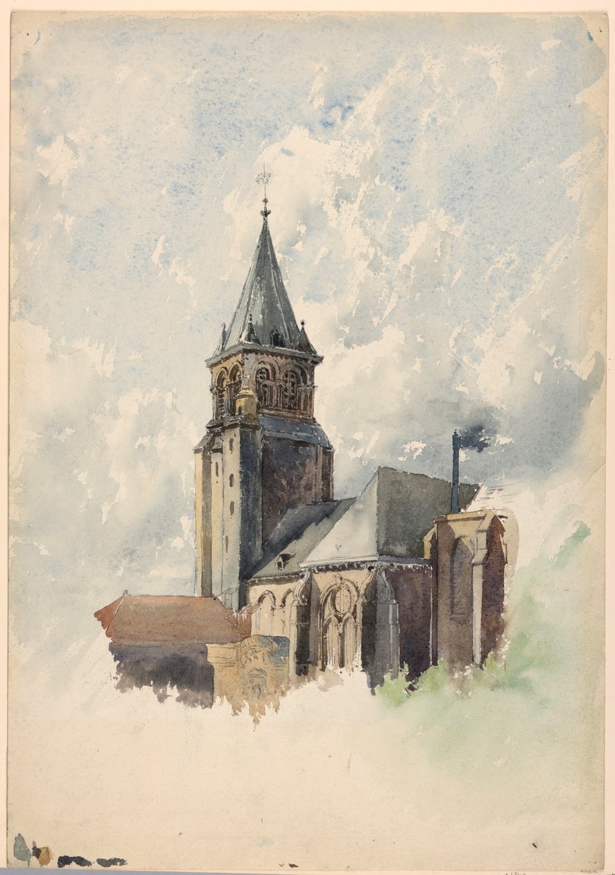 Tekening, Saint Germain-des-Prés, Parijs, ca. 1887 door Whitney Warren Jr.