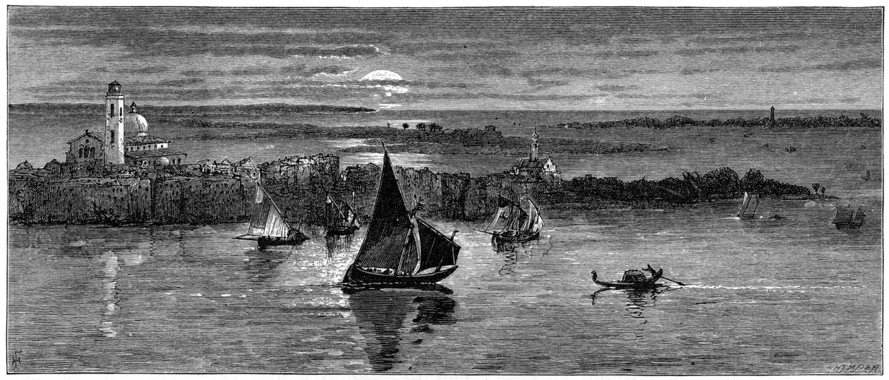 Uitzicht op zee vanuit Venetië, 19e eeuw door Whymper