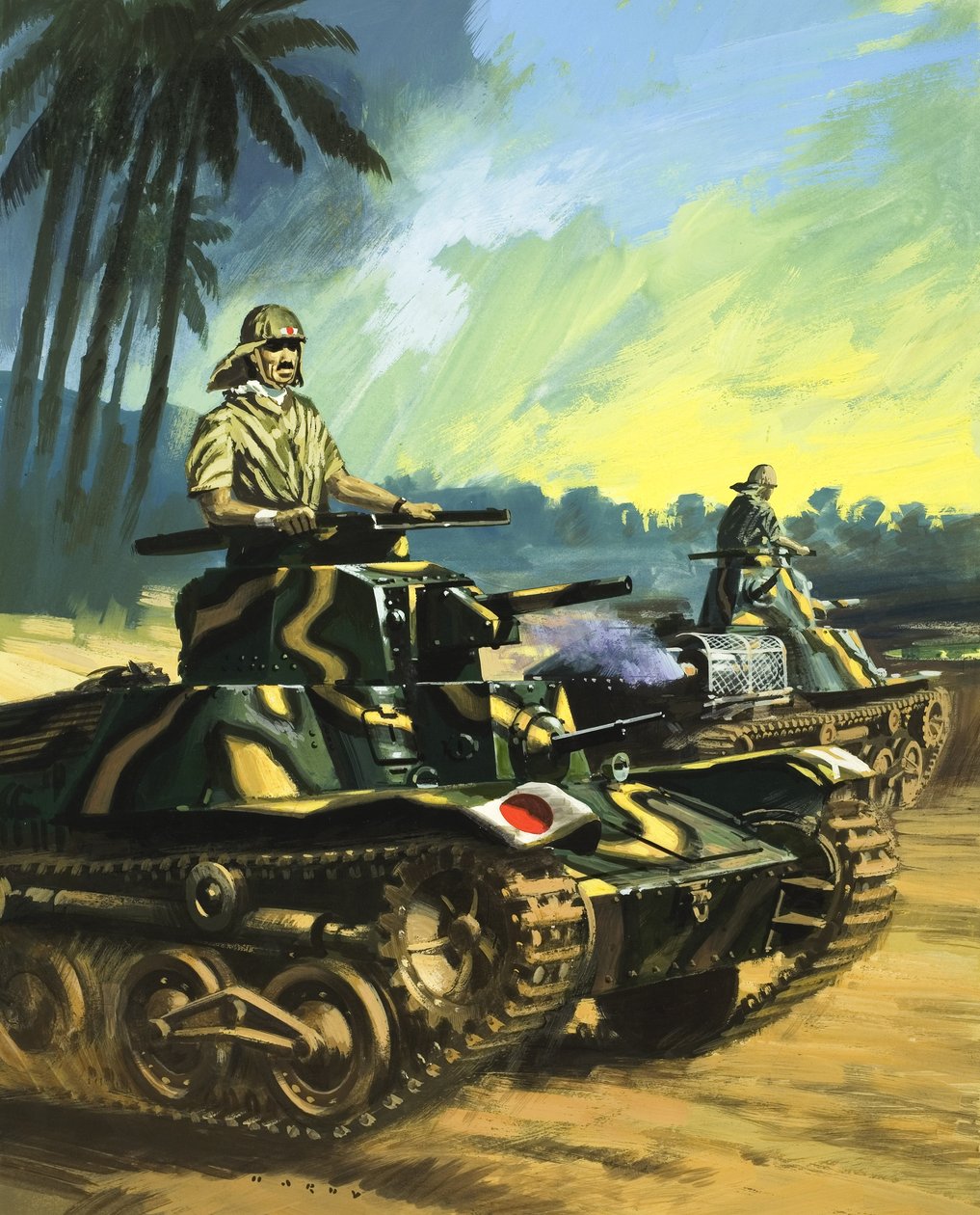 Japanse tanks (gouache op papier) door Wilf (20th century) Hardy