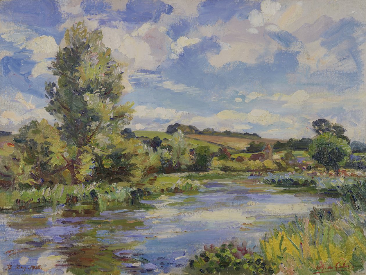Een zonovergoten rivierlandschap door Wilfred Gabriel de Glehn