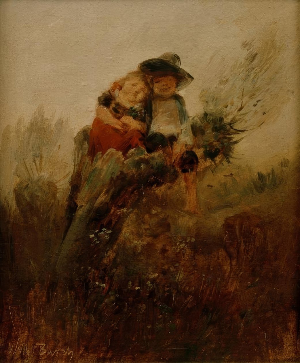 Kinderen op wilgenstomp (De broers en zussen) door Wilhelm Busch