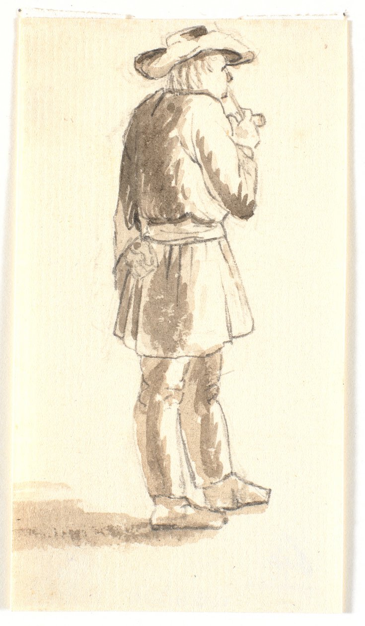 Staande pijprokende man door Wilhelm Bendz
