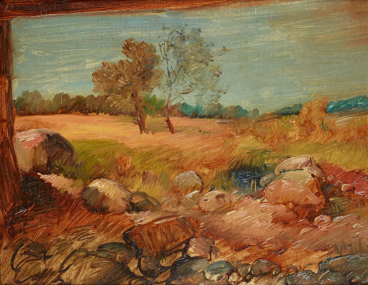Uitzicht vanuit een schuur door Wilhelm Busch