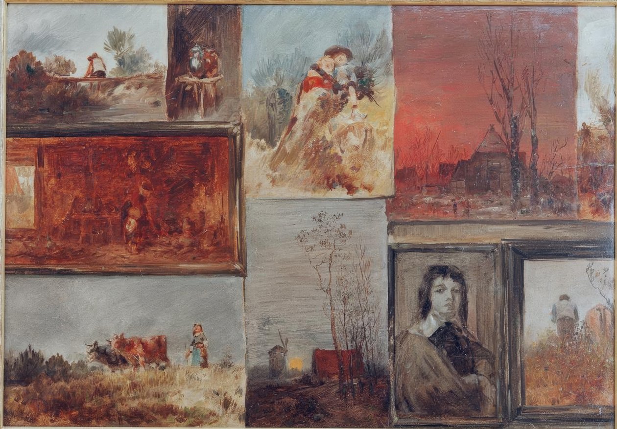 Verzamelbeeld met negen studies door Wilhelm Busch