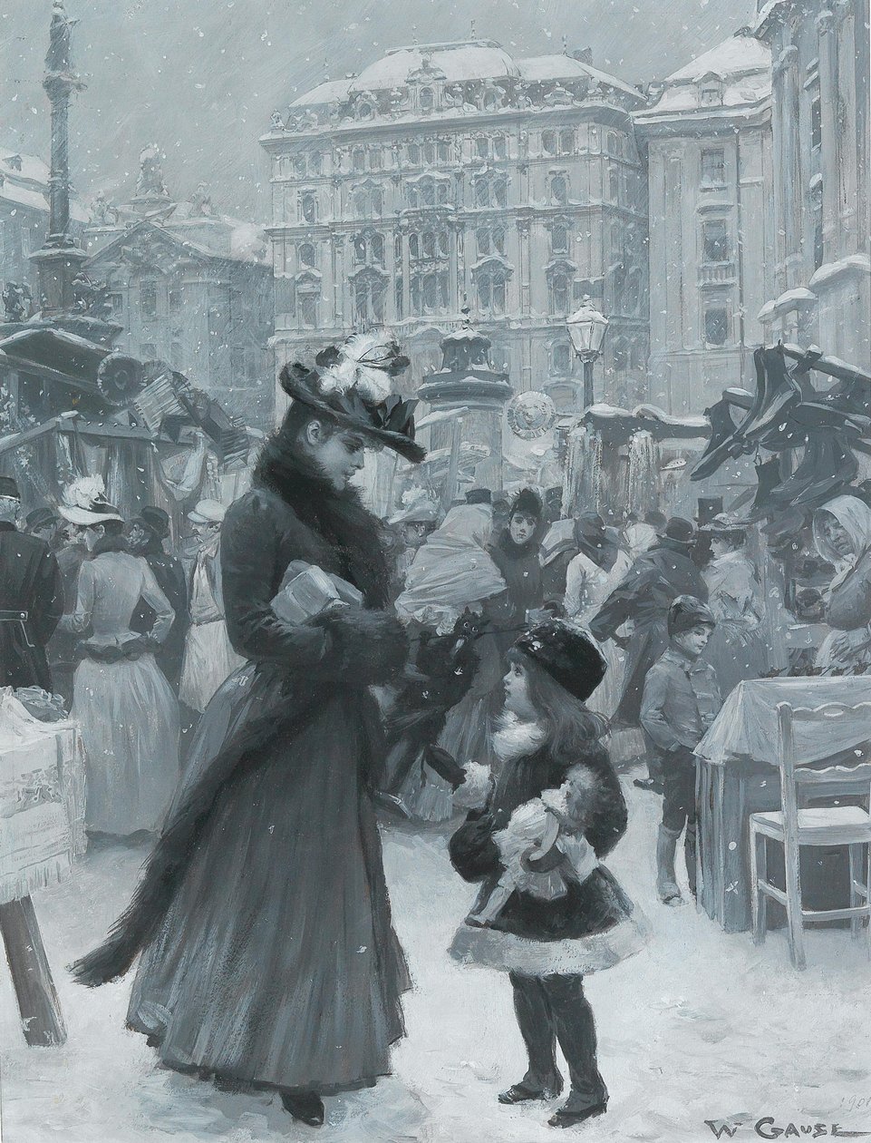 De Kerstmarkt Am Hof, 1901 door Wilhelm Gause