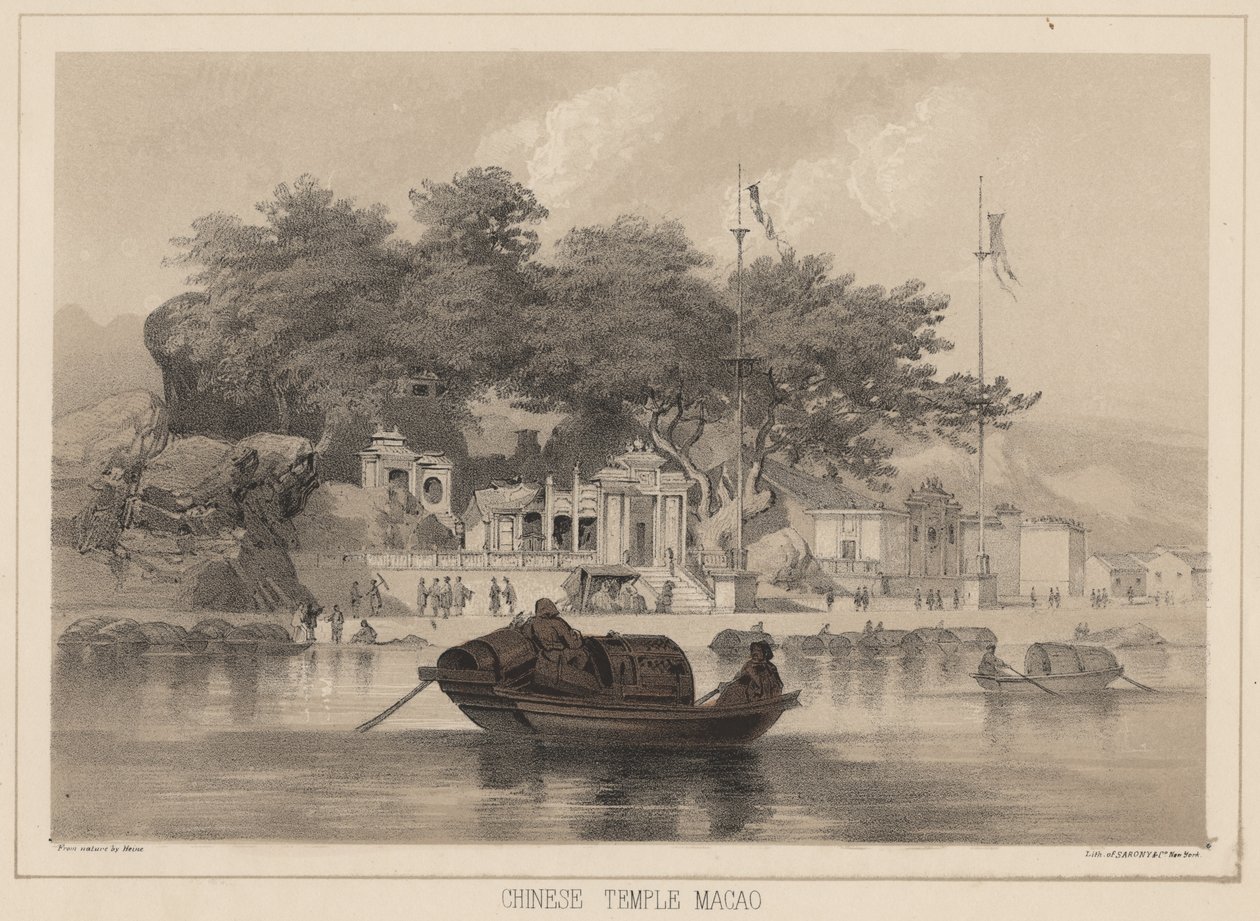 Chinese Tempel, Macao, 1855 door Wilhelm Joseph Heine