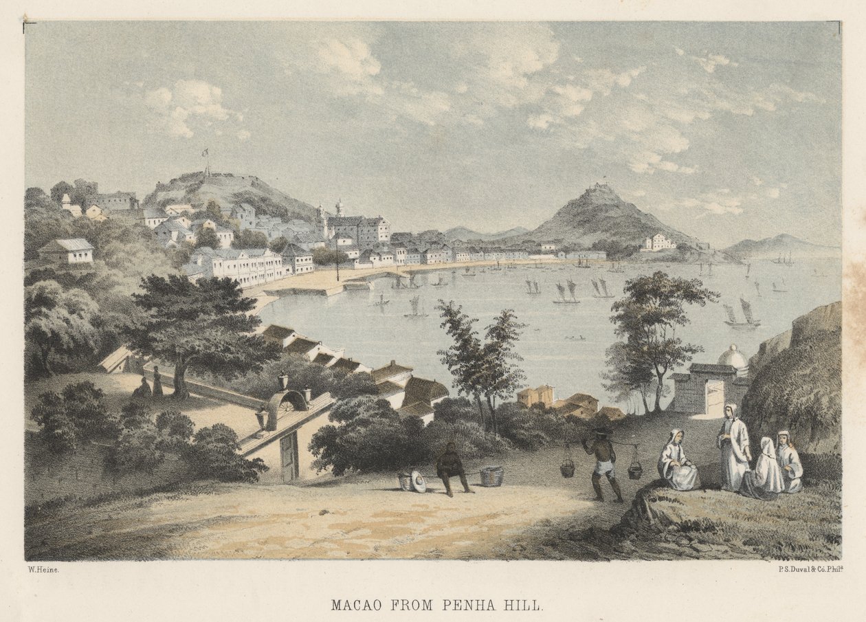Macao vanaf Penha Hill, 1855 door Wilhelm Joseph Heine