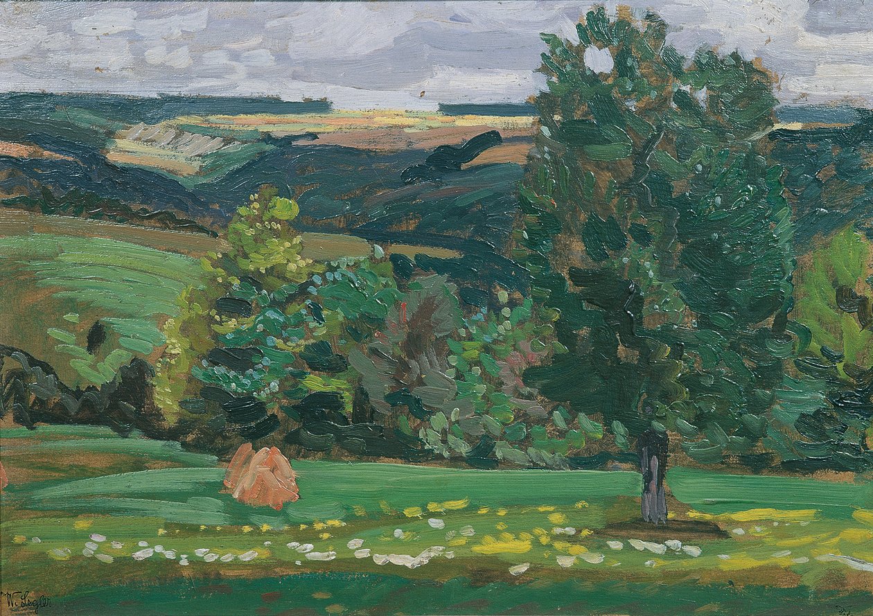 Landschap in Württemberg door Wilhelm Legler