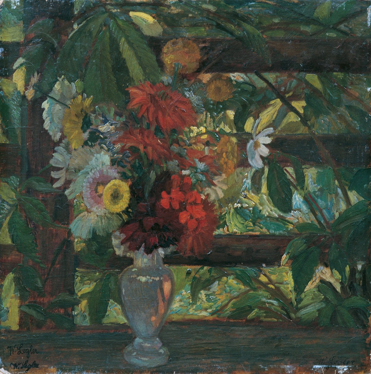 Prieel met bloemen door Wilhelm Legler