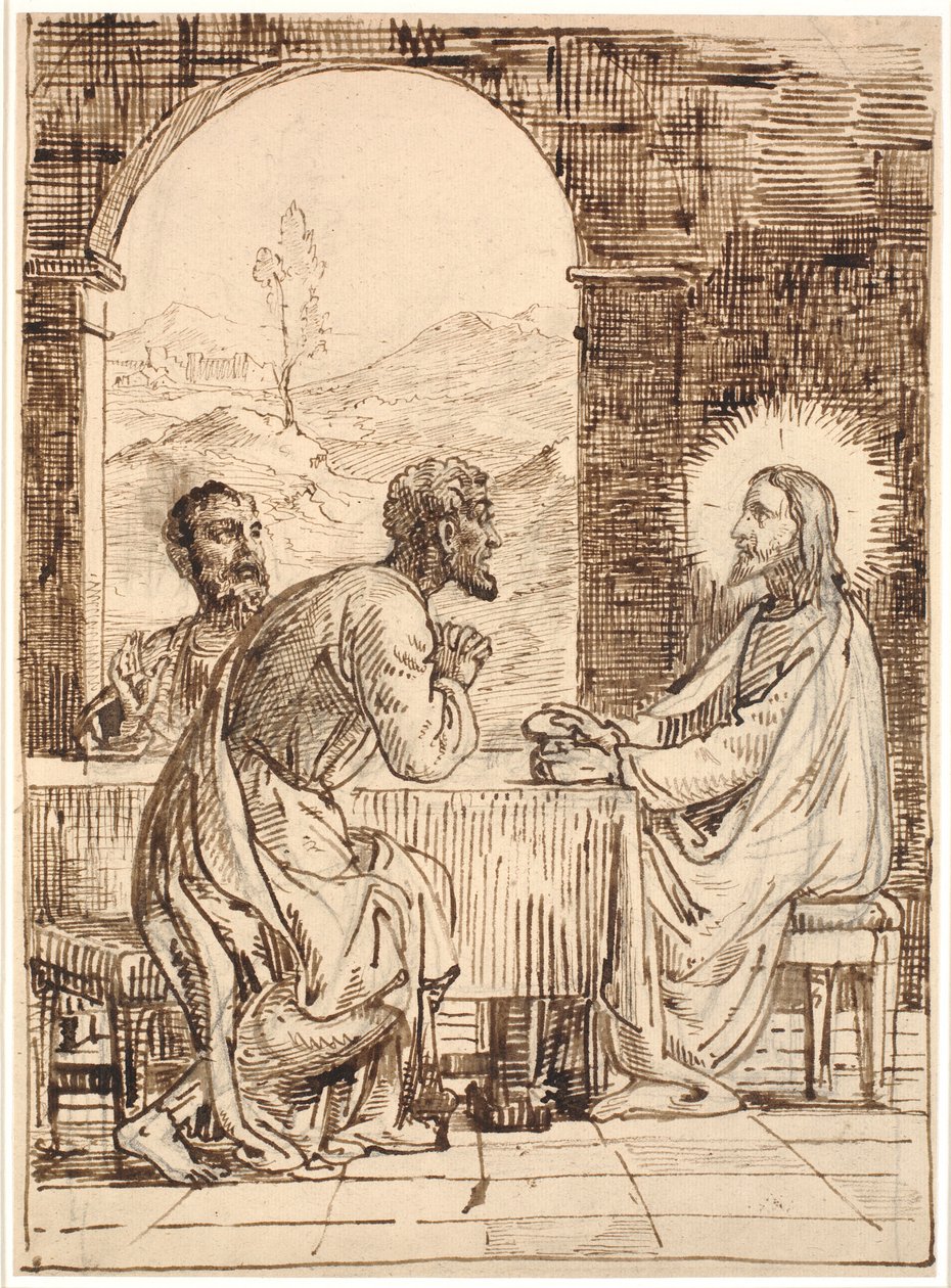 Christus in Emmaüs door Wilhelm Marstrand