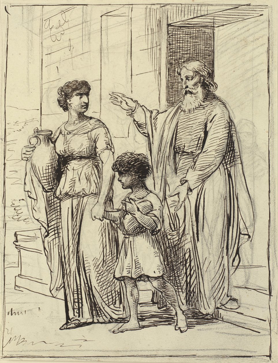 Hagar en Ismael verlaten Abraham door Wilhelm Marstrand