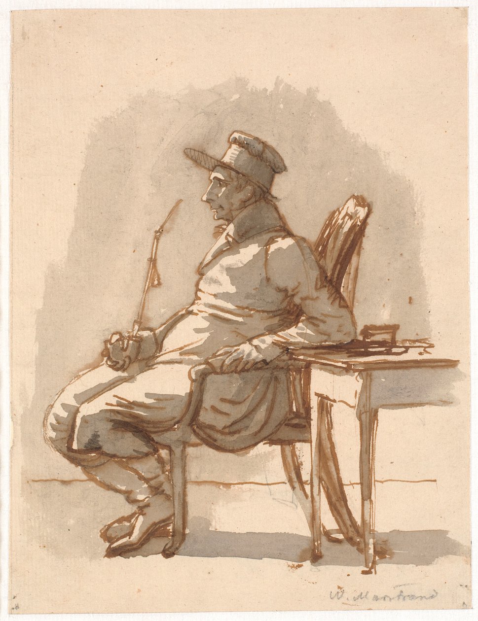 Man met pijp en pet. Oom van de kunstenaar door Wilhelm Marstrand