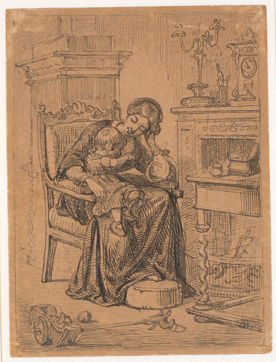 Moeder en zoon. Interieur door Wilhelm Marstrand