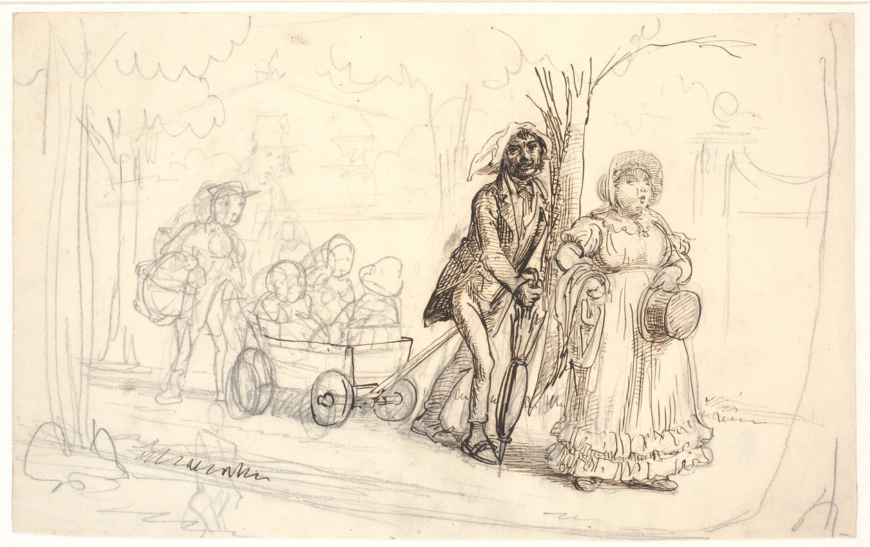 Schoenmakersfamilie op weg naar een picknick langs de kustweg door Wilhelm Marstrand