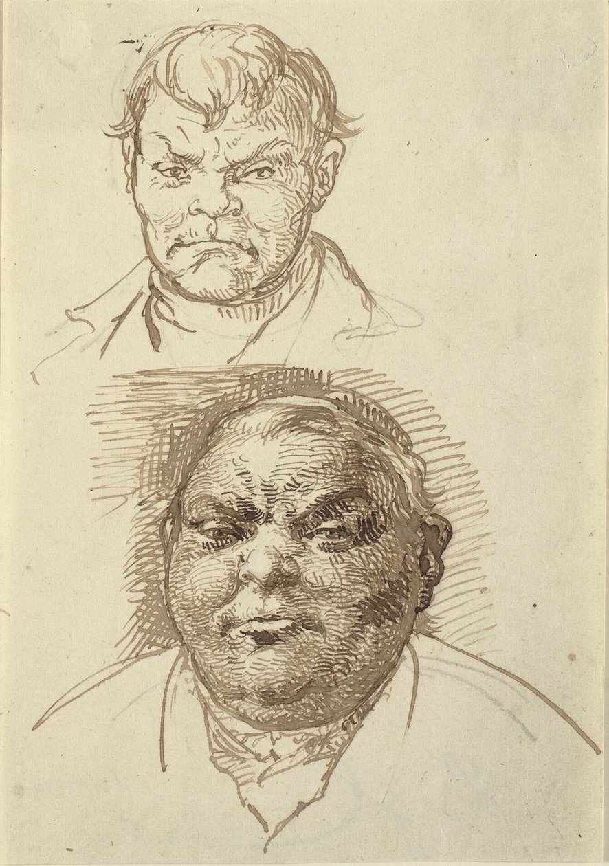 Twee mannenhoofden door Wilhelm Marstrand