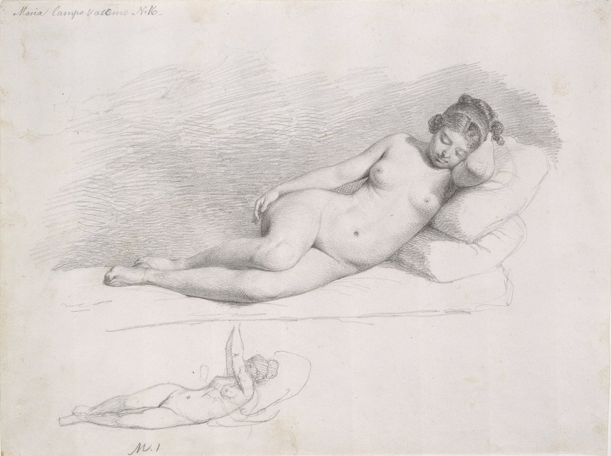 Twee studies van liggend vrouwelijk model door Wilhelm Marstrand