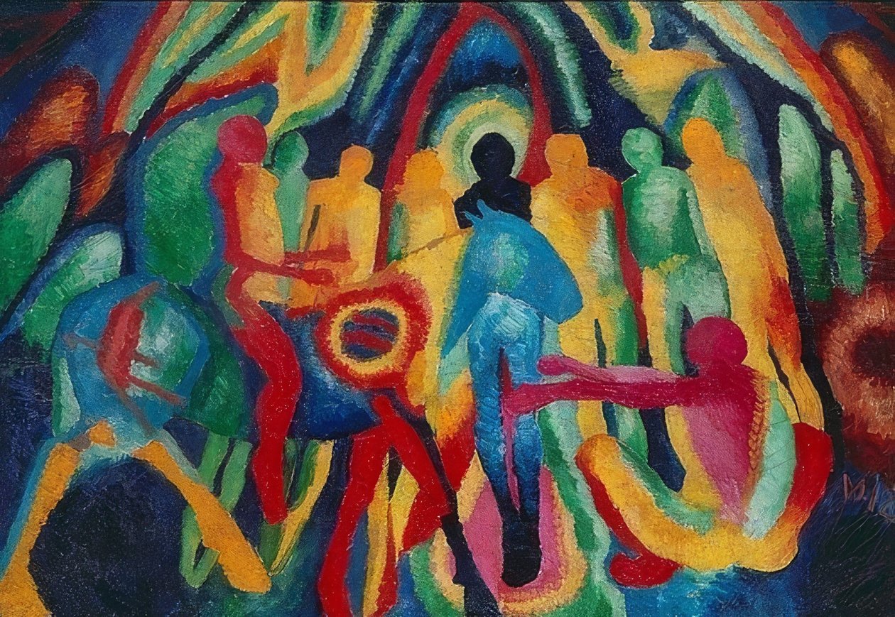Intocht in Jeruzalem. 1912 door Wilhelm Morgner