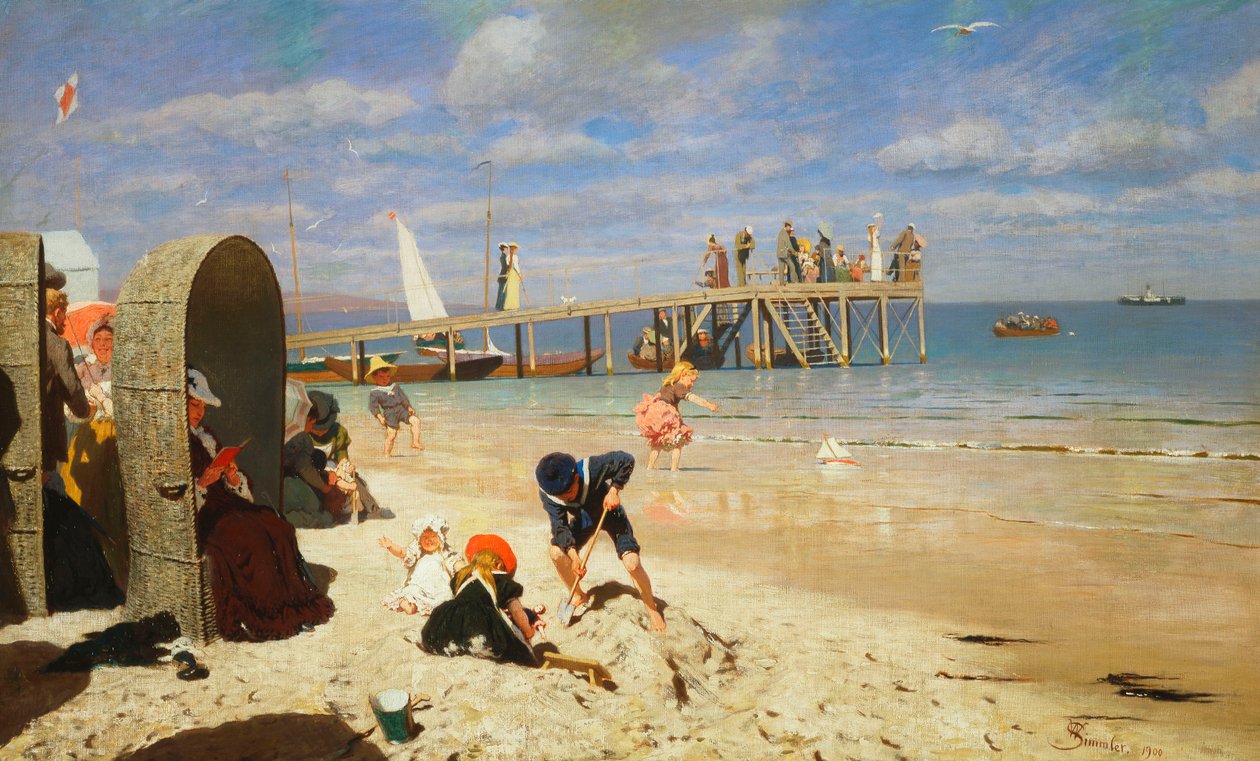 Een Zonnige Dag op het Strand door Wilhelm Simmler