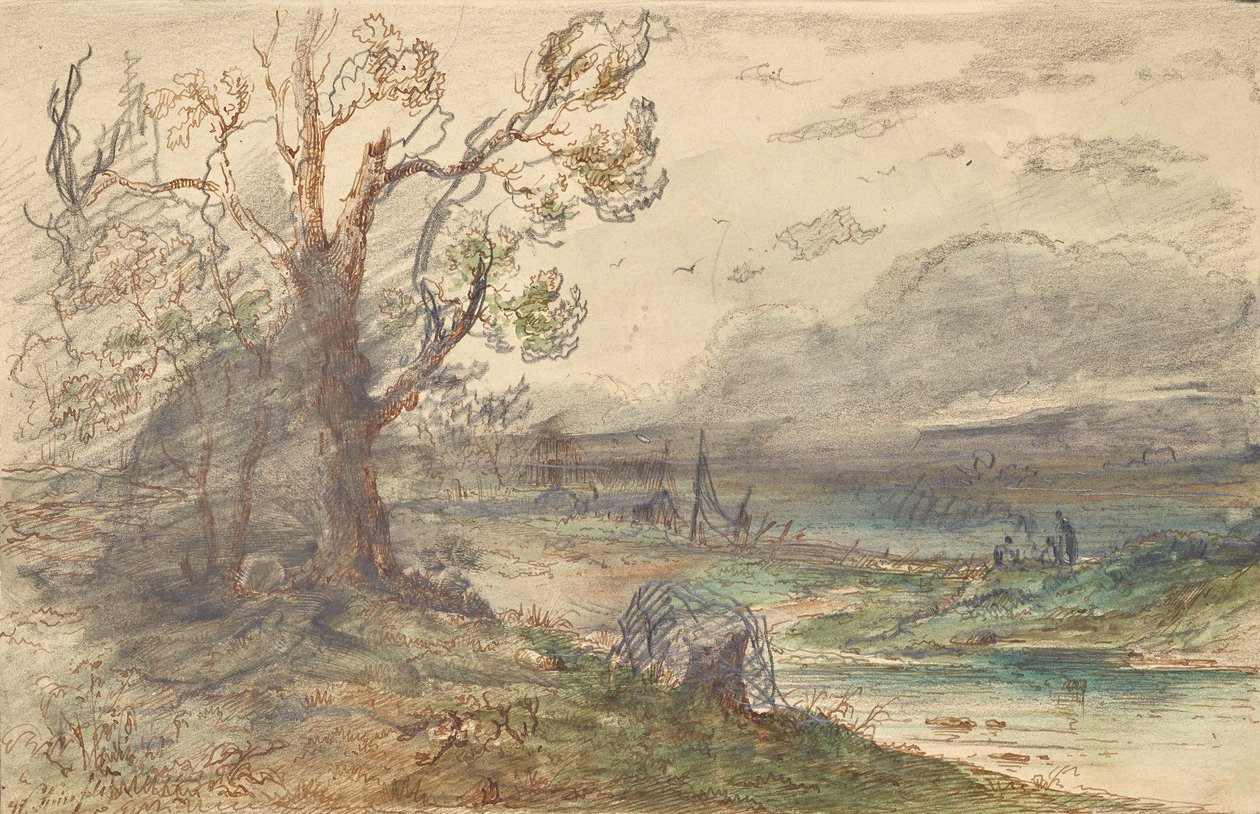 Landschap aan de rivier door Wilhelm Steinfeld