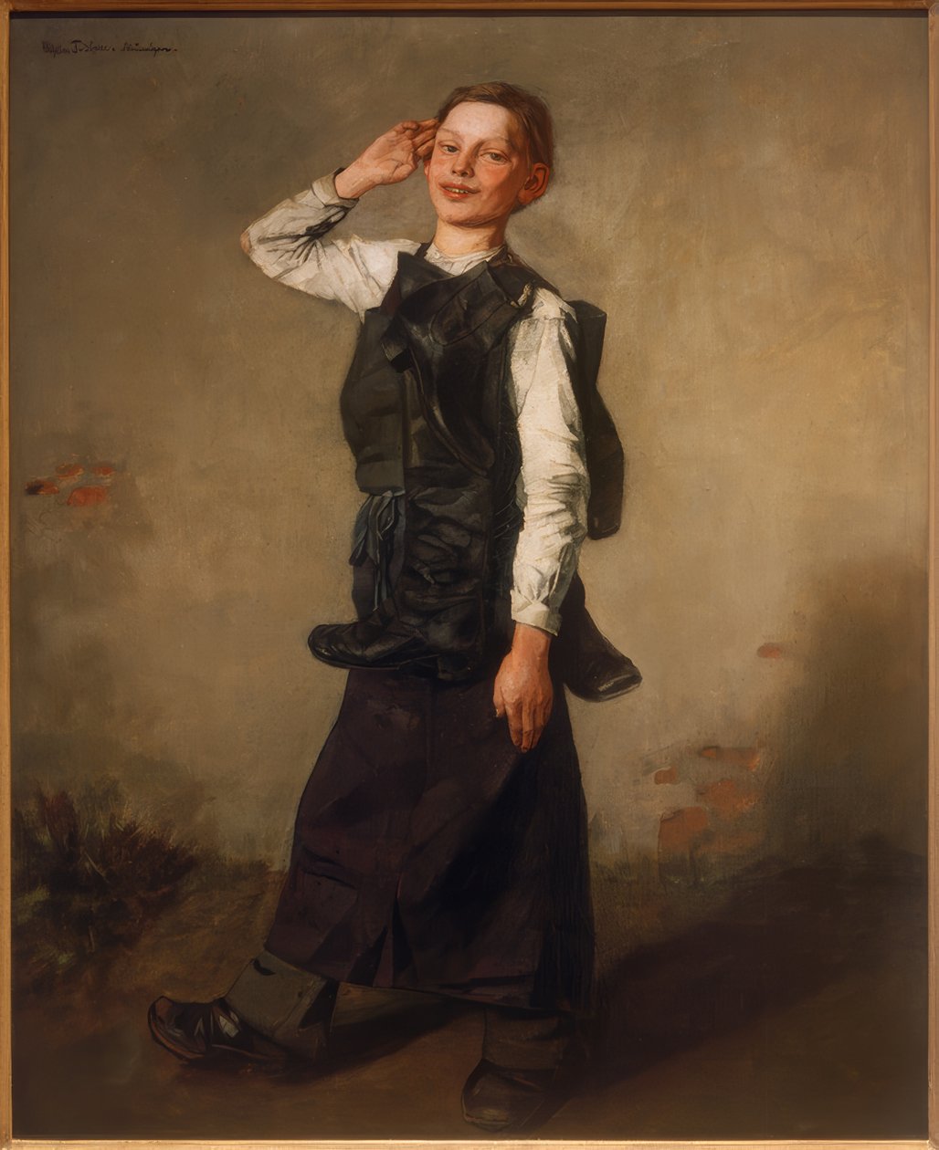 Schoenmakerjongen door Wilhelm Trübner