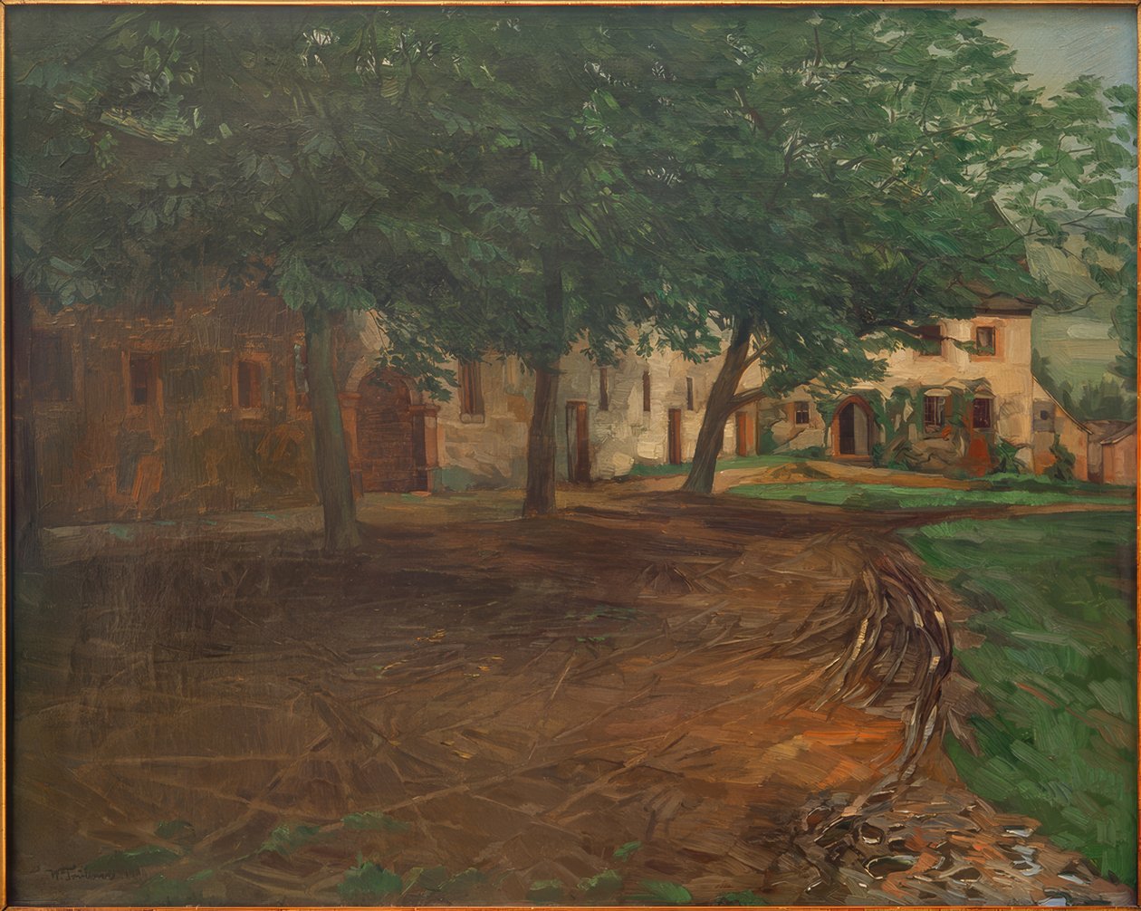 Boerderijgebouw in Amorbach door Wilhelm Trübner