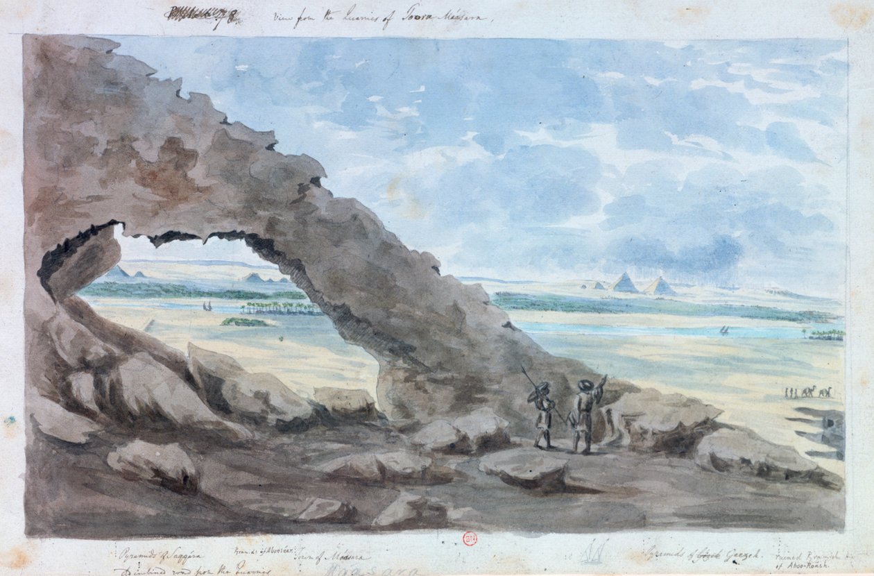Uitzicht op de piramides, Egypte, 19e eeuw door Wilkinson
