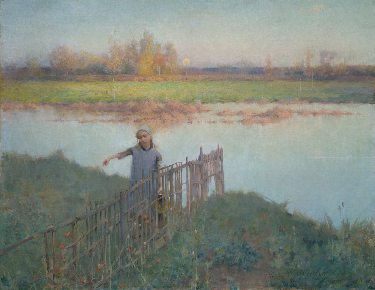 Zonsondergang bij Grez door Willard Leroy Metcalf