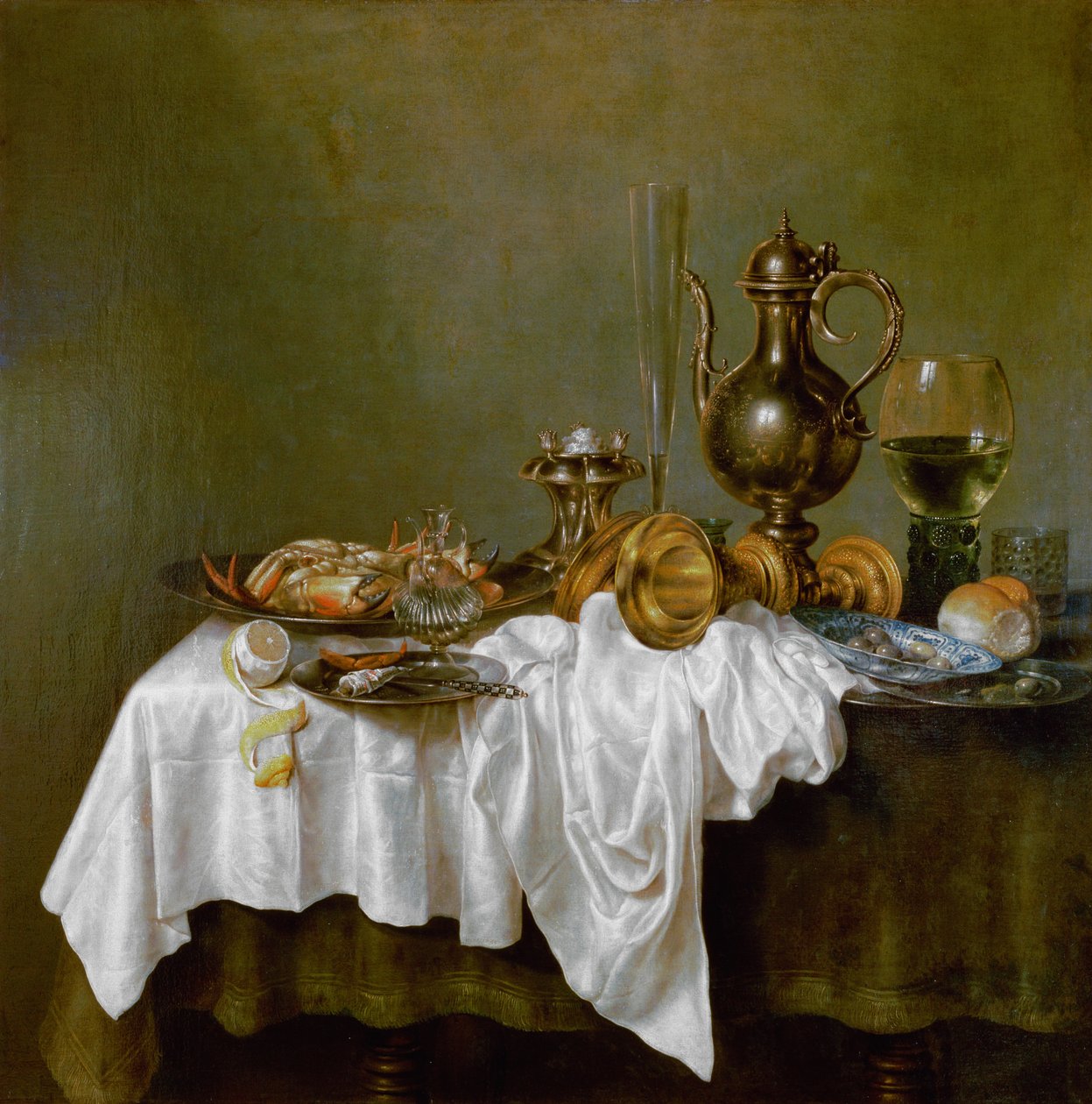 Ontbijt stilleven met krab door Willem Claesz. Heda