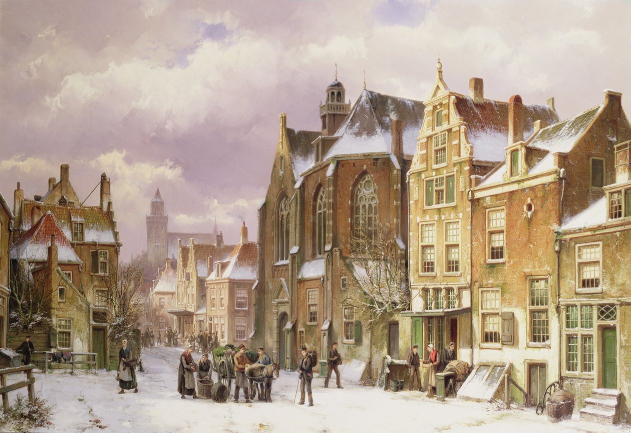 Sneeuw in Amsterdam door Willem Koekkoek
