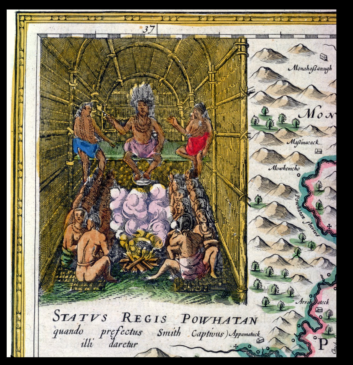 De Chef van de Powhattan Stam, detail door Joan Blaeu