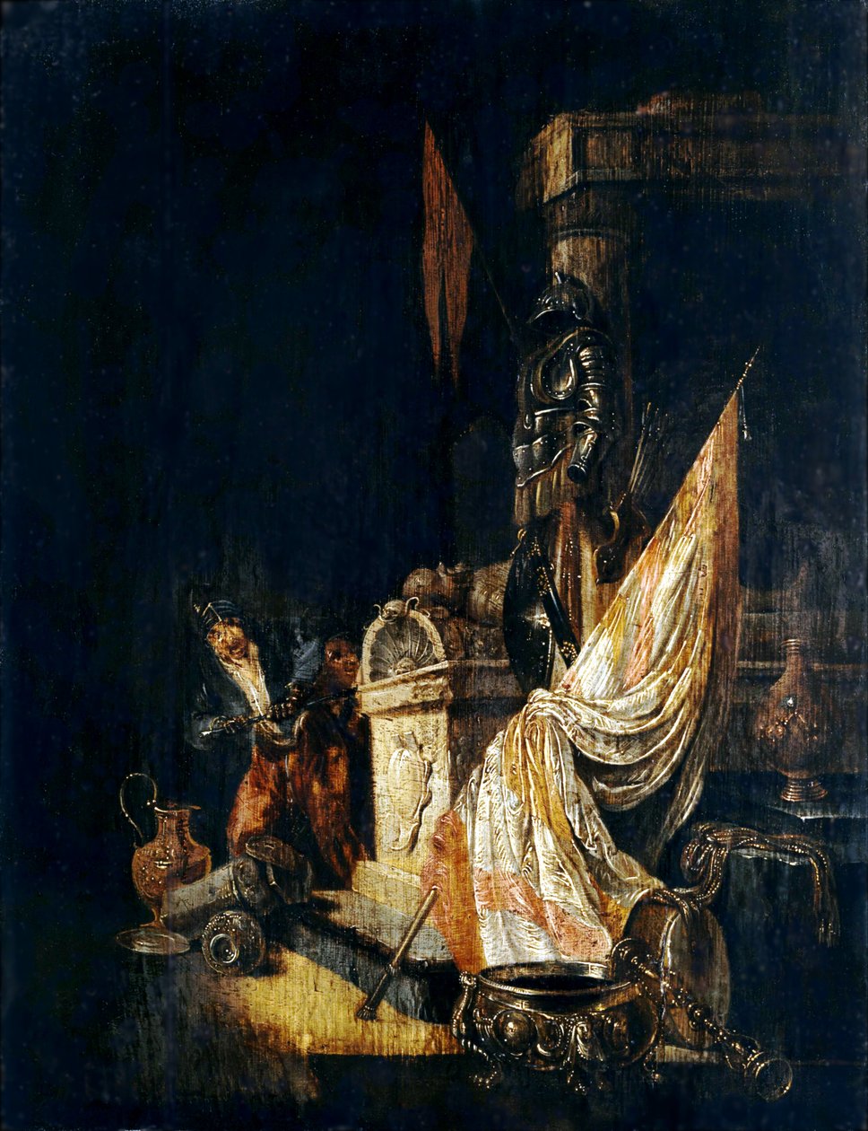 Rovers bij de marmeren sarcofaag (Vanitas-allegorie) door Willem de Poorter
